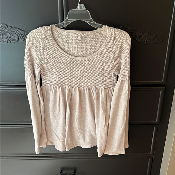 knitted & knotted Sweaters - Knitted & Knotted - Smocked Women's Cream Long Sleeve Top